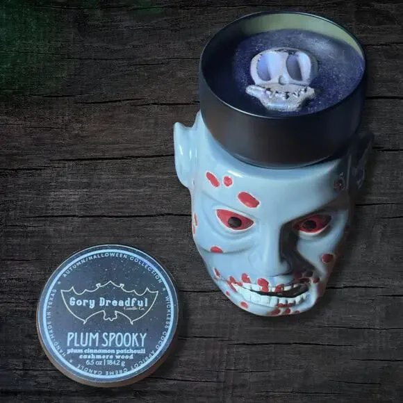 Plum Spooky Wickless Candle: Plum Cinnamon Patchouli Leaf Cashmere Woods Scent - Picture 5 of 8